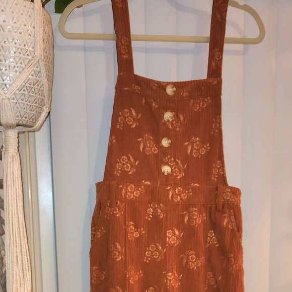 Cider Pants - Burnt orange corduroy overalls